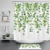 Spring Botanical Eucalyptus Leaves Shower Curtain Set for Rustic Bathroom 