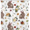 Spring Botanical Floral Easter Shower Curtain for Happy Bunny Bathroom Decor