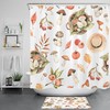 Spring Botanical Green Leaf Red Mushroom Shower Curtain Set for Nature Enthusiasts' Bathroom 