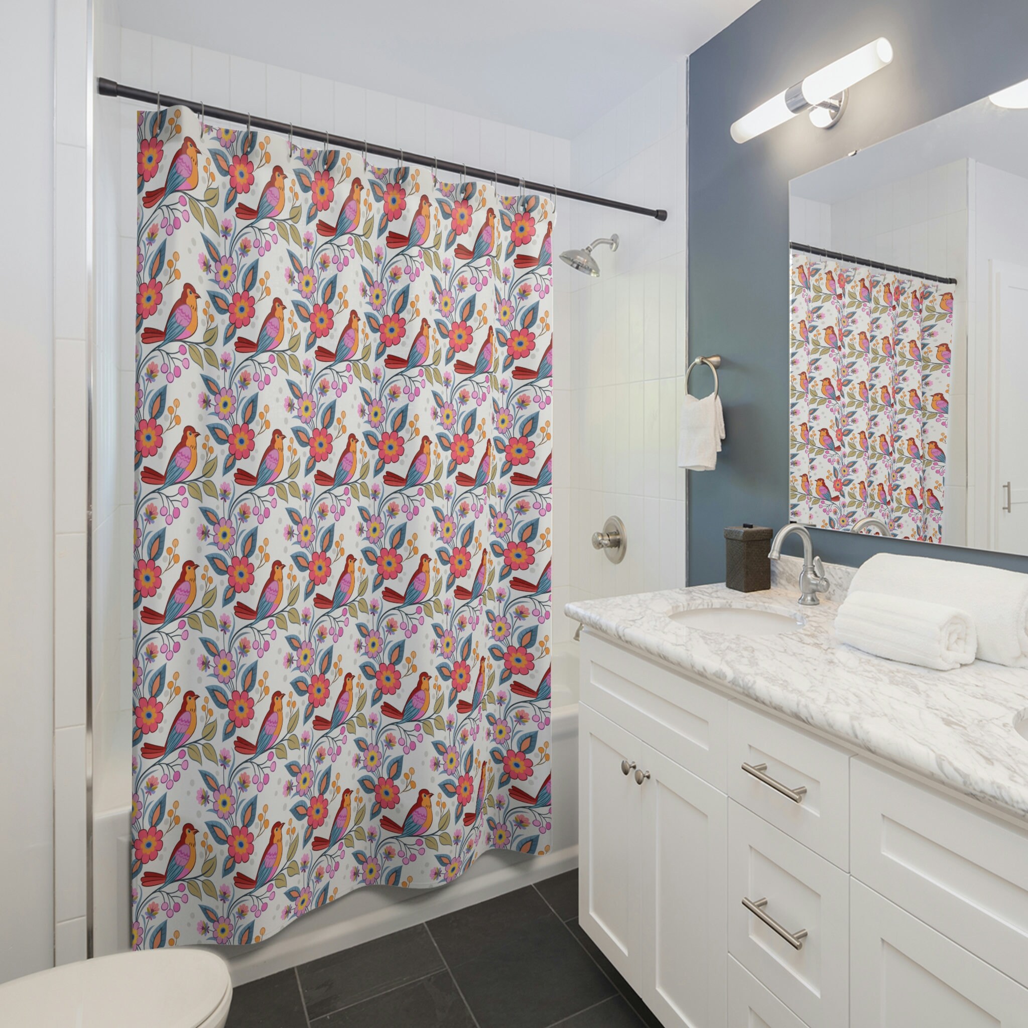 Spring Bright Bird Shower Curtain For Home And Dorm Room Bathroom Decor, Housewarming Gift - Image 2