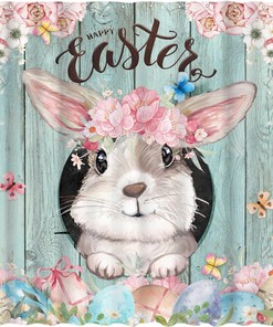 Spring Bunny Print Shower Curtain For Easter Bathroom Decor