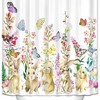Spring Bunny Shower Curtain Watercolor Flowers With Luxury Shower Curtains