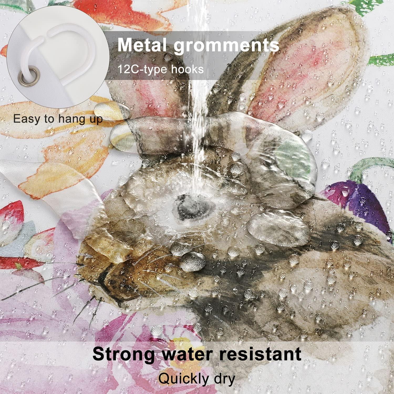 Spring Bunny Shower Curtain Watercolor Flowers With Luxury Shower Curtains