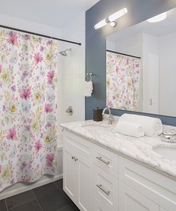 Spring Butterflies and Roses Shower Curtain with Feminine Design for Her