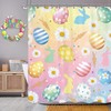 Spring Colorful Flower With Happy Easter Eggs Unique Shower Curtains Print Funny Pastel Shower Curtain