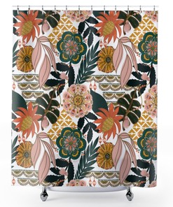 Spring Daisies and Butterflies Shower Curtain for Nature-themed Bathroom Decorating