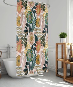 Spring Daisies and Butterflies Shower Curtain for Nature-themed Bathroom Decorating