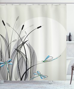 Spring Dragonflies on Flowers Shower Curtain - Nature Themed Bathroom Decor