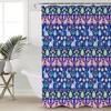 Spring Easter Navy Blue Pink Teal Floral Shower Curtain with Polyester Fabric