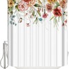 Spring Farmhouse Watercolor Flower Rose Butterfly Shower Curtain Waterproof Fabric Bathroom Decors 