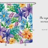 Spring Floral Fabric Shower Curtain With Colorful Flowers, Minimalist Waterproof Washable Bath Accessory