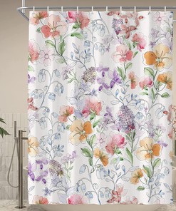 Spring Floral Leaves Watercolor Colorful Shower Curtain For A Nature-Inspired Bathroom Theme