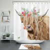 Spring Flower Farm Animal Cow Shower Curtain - Funny Bathroom Decor