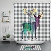 Spring Flower Shower Curtain - Elk Shaded Grid Shower Curtain for Nature-Inspired Bathroom Decor