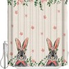 Spring Flowers Bunny Eucalyptus Plants Shower Curtain - Waterproof Bath Curtain For Spring Bathroom Decor