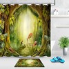 Spring Forest Deer Cute Squirrel Waterproof Fabric Shower Curtain - Add Nature To Your Bathroom Decorr