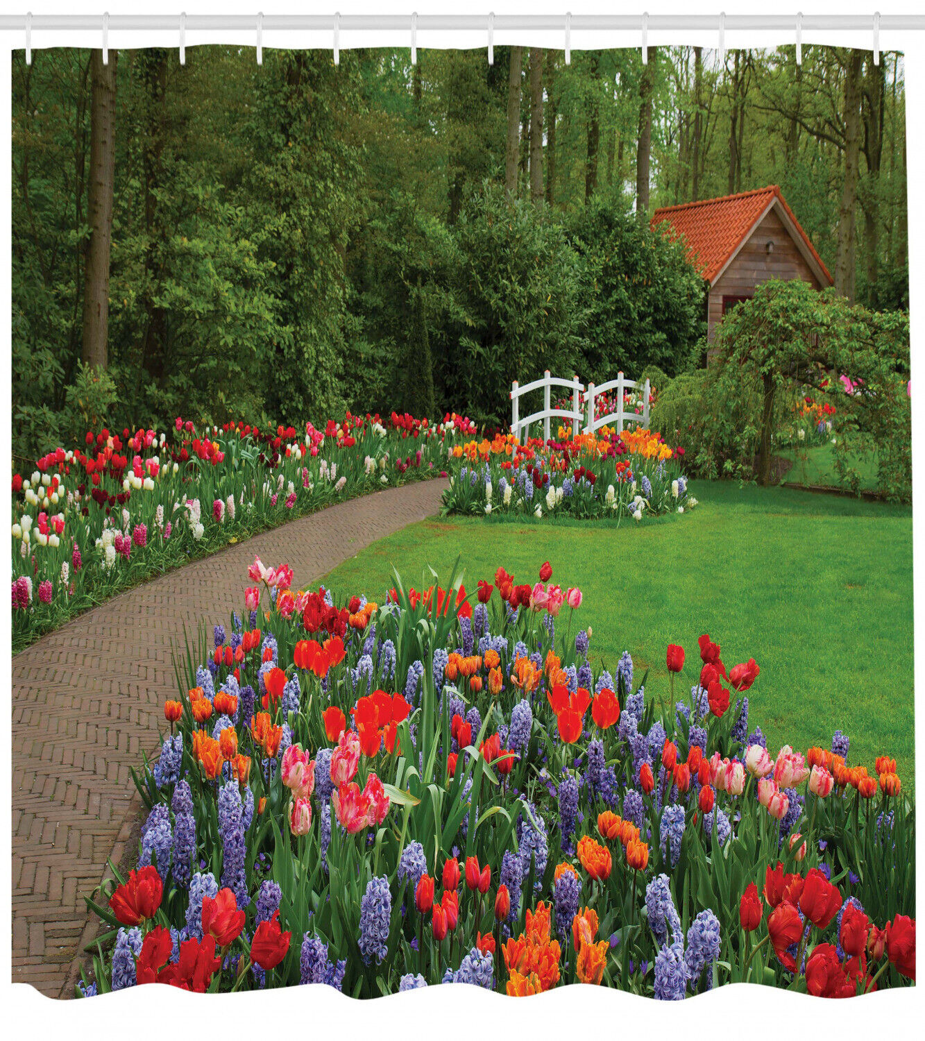 Spring Garden Forest Print Shower Curtain For Serene Bathroom Decor