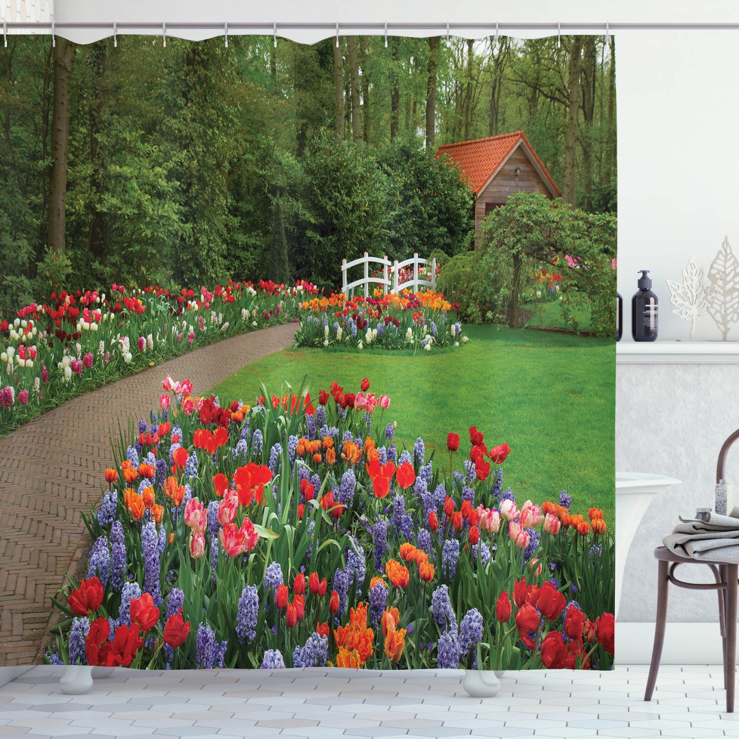 Spring Garden Forest Print Shower Curtain For Serene Bathroom Decor