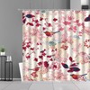 Spring Garden Red Pink Flower Cherry Blossom Bird Shower Curtain, Housewarming Gift