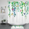 Spring Green Leaves Flower Hummingbird Shower Curtain for Bathroom 