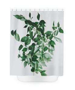 Spring Plant Shower Curtain, Nature Themed Greenery for a Refreshing Bathroom