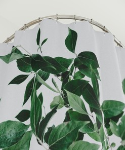 Spring Plant Shower Curtain, Nature Themed Greenery for a Refreshing Bathroom 