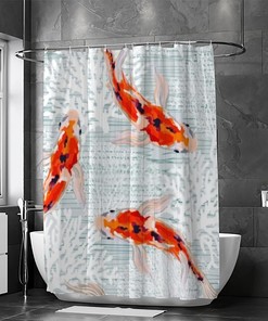 Spring Summer Koi Fish Bathtubs Colorful Shower Curtain for a Refreshing Bathroom