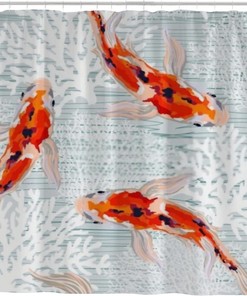 Spring Summer Koi Fish Bathtubs Colorful Shower Curtain for a Refreshing Bathroom