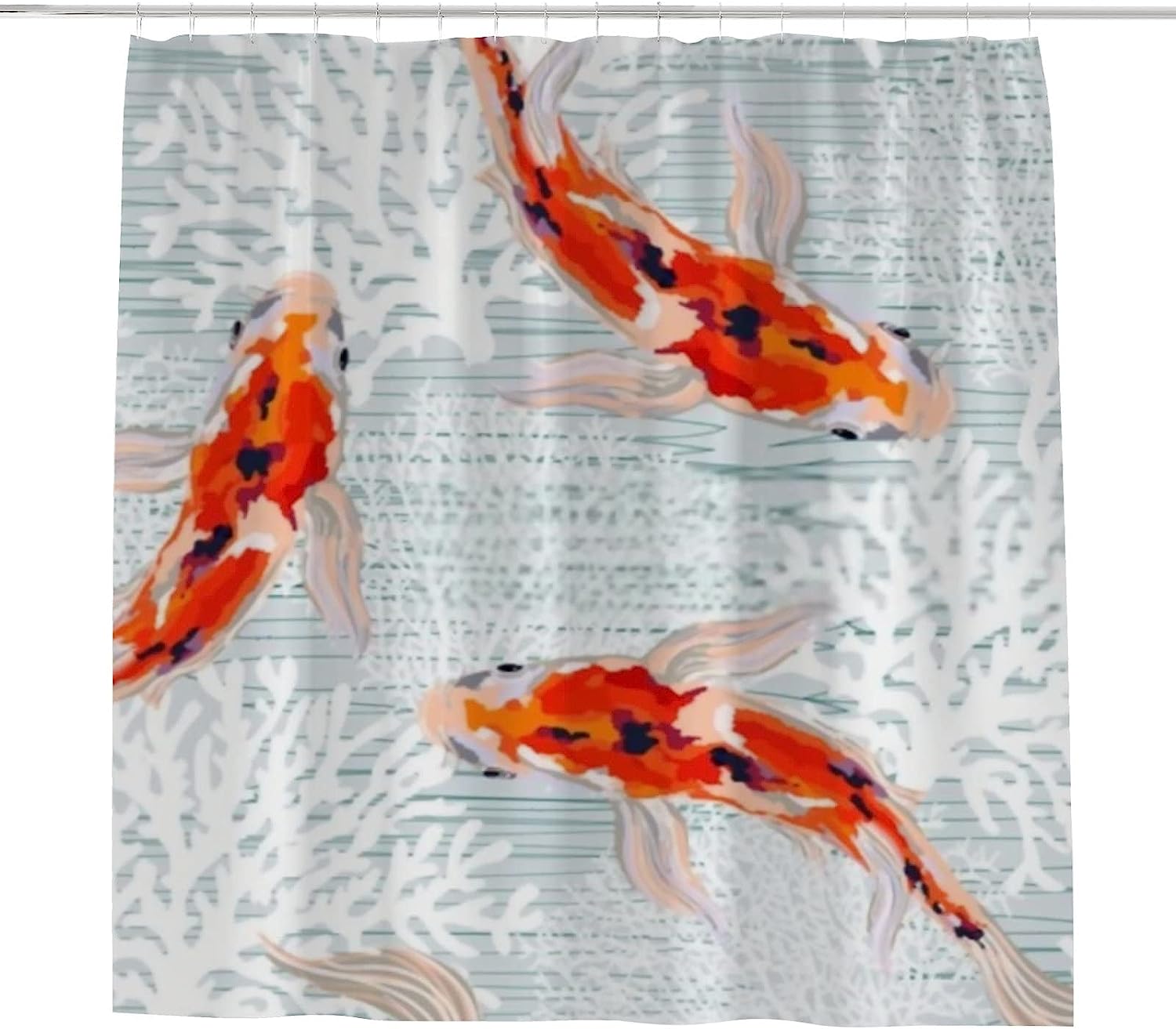 Spring Summer Koi Fish Bathtubs Colorful Shower Curtain for a Refreshing Bathroom