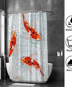 Spring Summer Koi Fish Bathtubs Colorful Shower Curtain for a Refreshing Bathroom