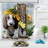 Spring Sunflower Dog Shower Curtain - Waterproof Bathroom Decor