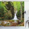 Spring Waterfall Nature Shower Curtain - Scenery Print for Bathroom Decor