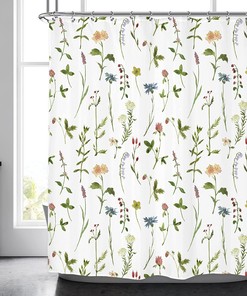 Spring Wildflower Botanical Shower Curtain - Beautiful Floral Pattern for Your Bathroom 