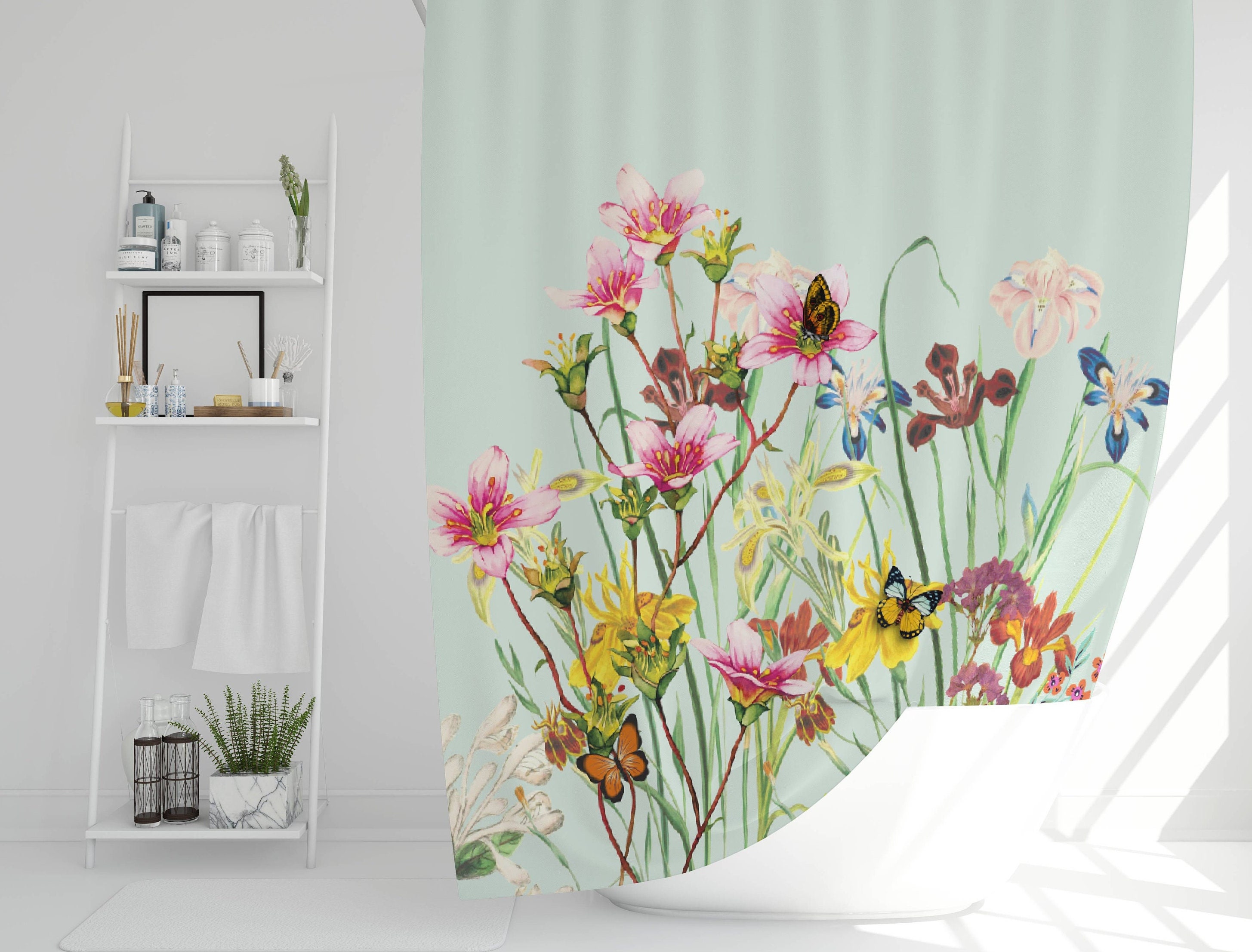 Spring Wildflowers Shower Curtain - Gorgeous Botanic Design for Your Bathroom