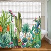 Springtime Succulents and Monstera Print Shower Curtain for A Fresh and Bright Bathroom 