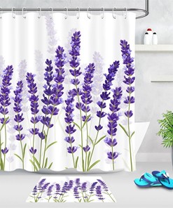 Spruce Up Your Bathroom with a Watercolor Lavender Flowers Design Shower Curtain