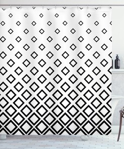 Square Pattern Art Print Shower Curtain For Modern Bathroom