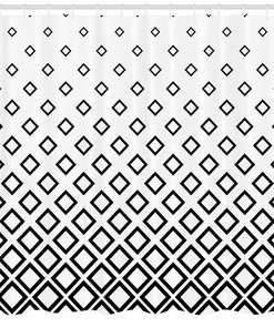 Square Pattern Art Print Shower Curtain For Modern Bathroom