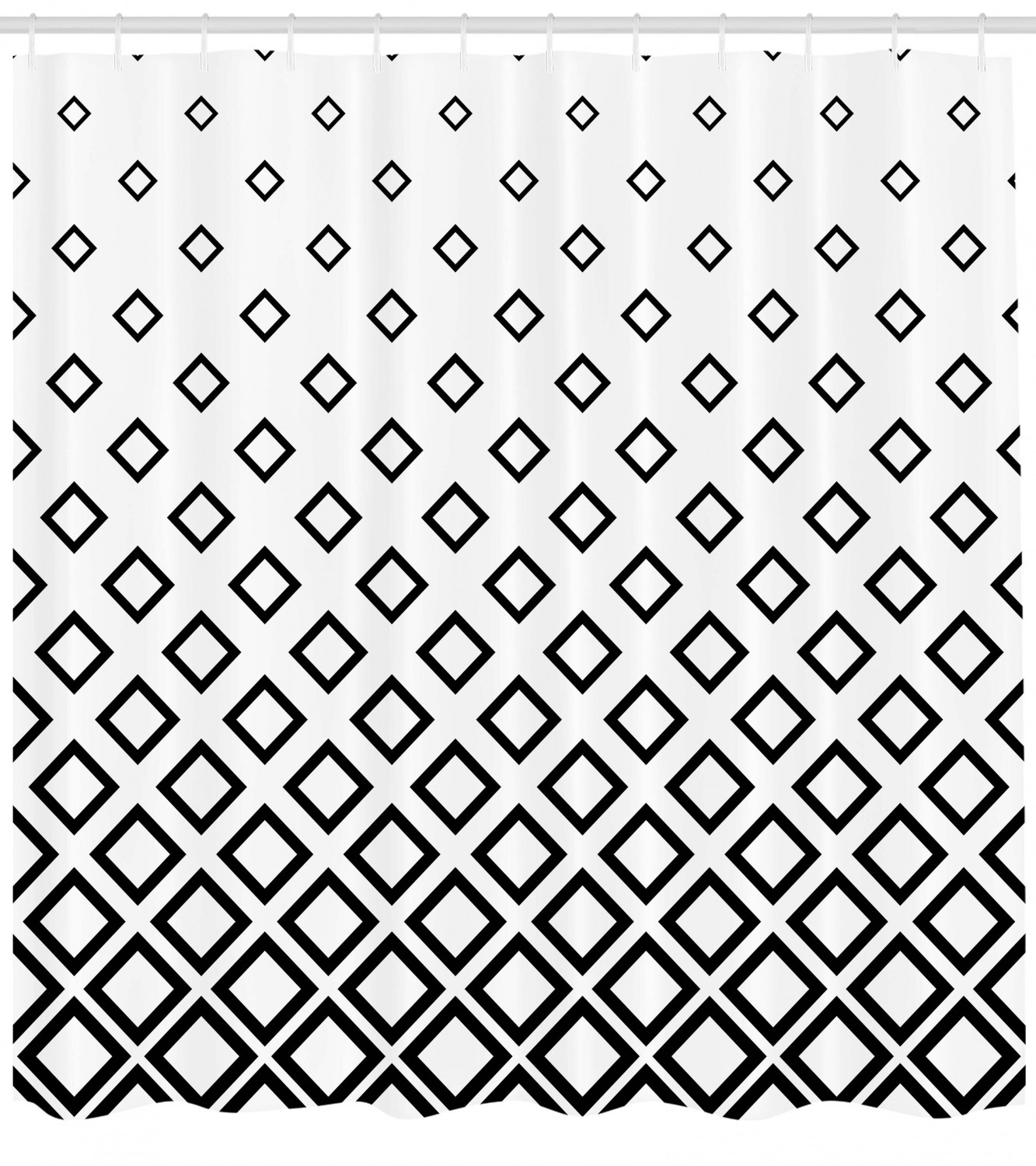 Square Pattern Art Print Shower Curtain For Modern Bathroom