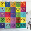 Square Print Art Shower Curtain - Unique Living Heart Colorful Bathroom Decor