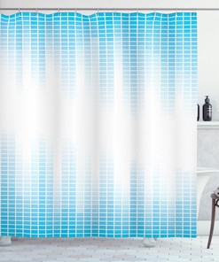 Squared Design Geometric Print Shower Curtain for Modern Bathrooms 