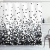 Squares Greyscale Print Shower Curtain For Modern Bathroom