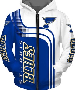 St Louis Blues Custom All Over Print Zip Up Hoodie - Hooded Long Sleeve Gifts For Fans