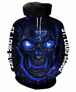 St. Louis Blues Halloween Hoodie - 3D Skulls Pullover Nhl All Over Print