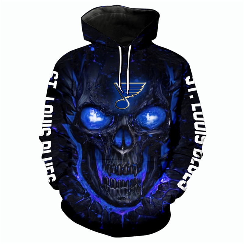 St. Louis Blues Halloween Hoodie - 3D Skulls Pullover Nhl All Over Print