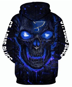 St. Louis Blues Halloween Hoodie - 3D Skulls Pullover Nhl All Over Print