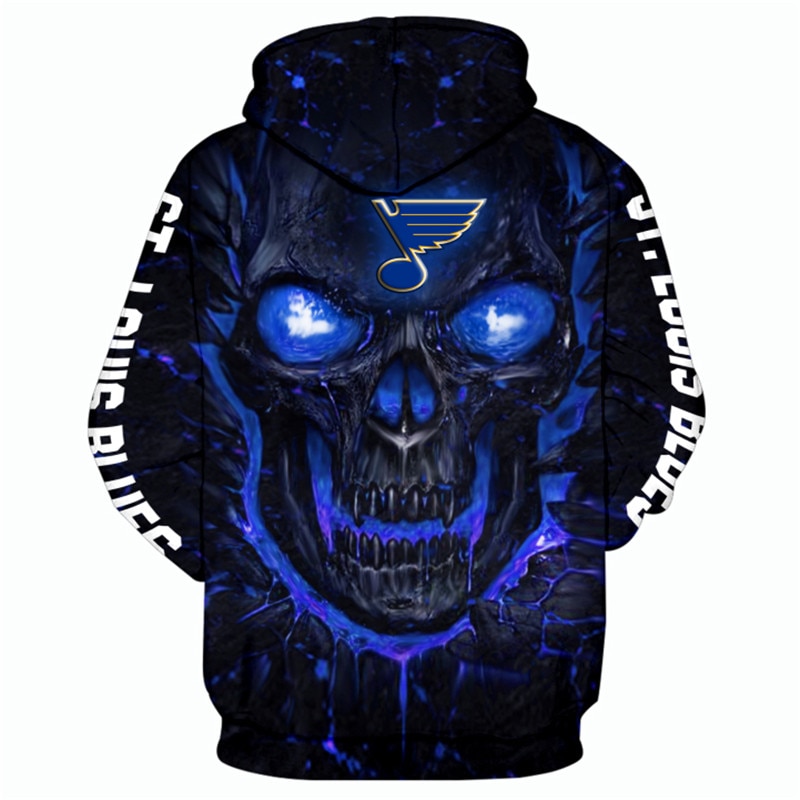 St. Louis Blues Halloween Hoodie - 3D Skulls Pullover Nhl All Over Print