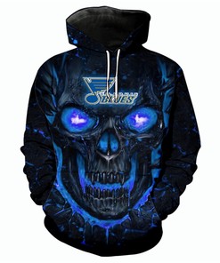 St. Louis Blues Halloween Style #1 Hoodie - 3D Skulls Pullover All Over Print