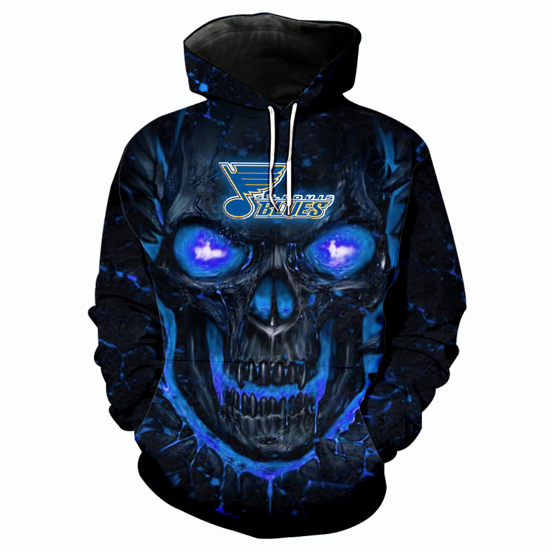 St. Louis Blues Halloween Style #1 Hoodie - 3D Skulls Pullover All Over Print