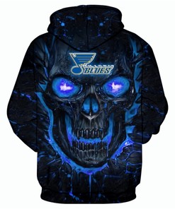 St. Louis Blues Halloween Style #1 Hoodie - 3D Skulls Pullover All Over Print